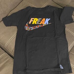 Nike Kids Black Tee with Multicolor FREAK Print